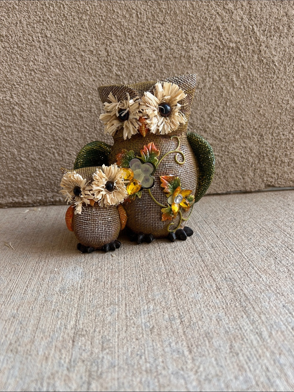 Fall Owl Figurine Duo Unbranded